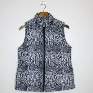 {Michael Kors} Black and Gray Snakeskin Quilted Puffer Vest Size S